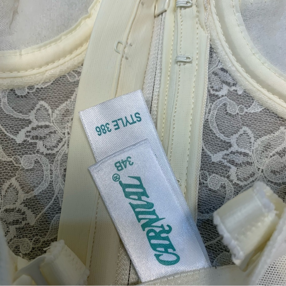 VTG Carnival Lace Strapless Basque Front Zipper - Picture 9 of 10